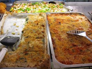 Trays of food in tavola calda in Reggio